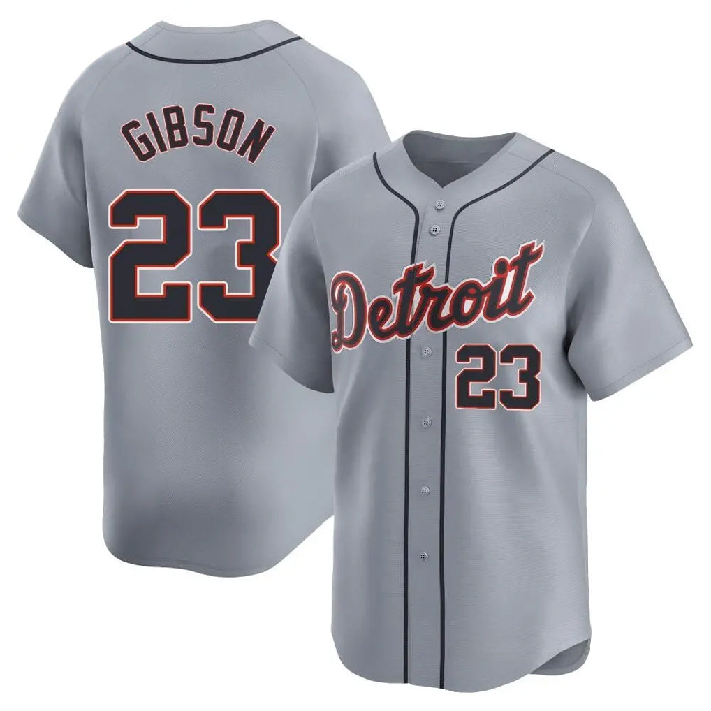 D.Tigers #23 Kirk Gibson Player Gray Home Limited Fdoa Stitched Jerseys