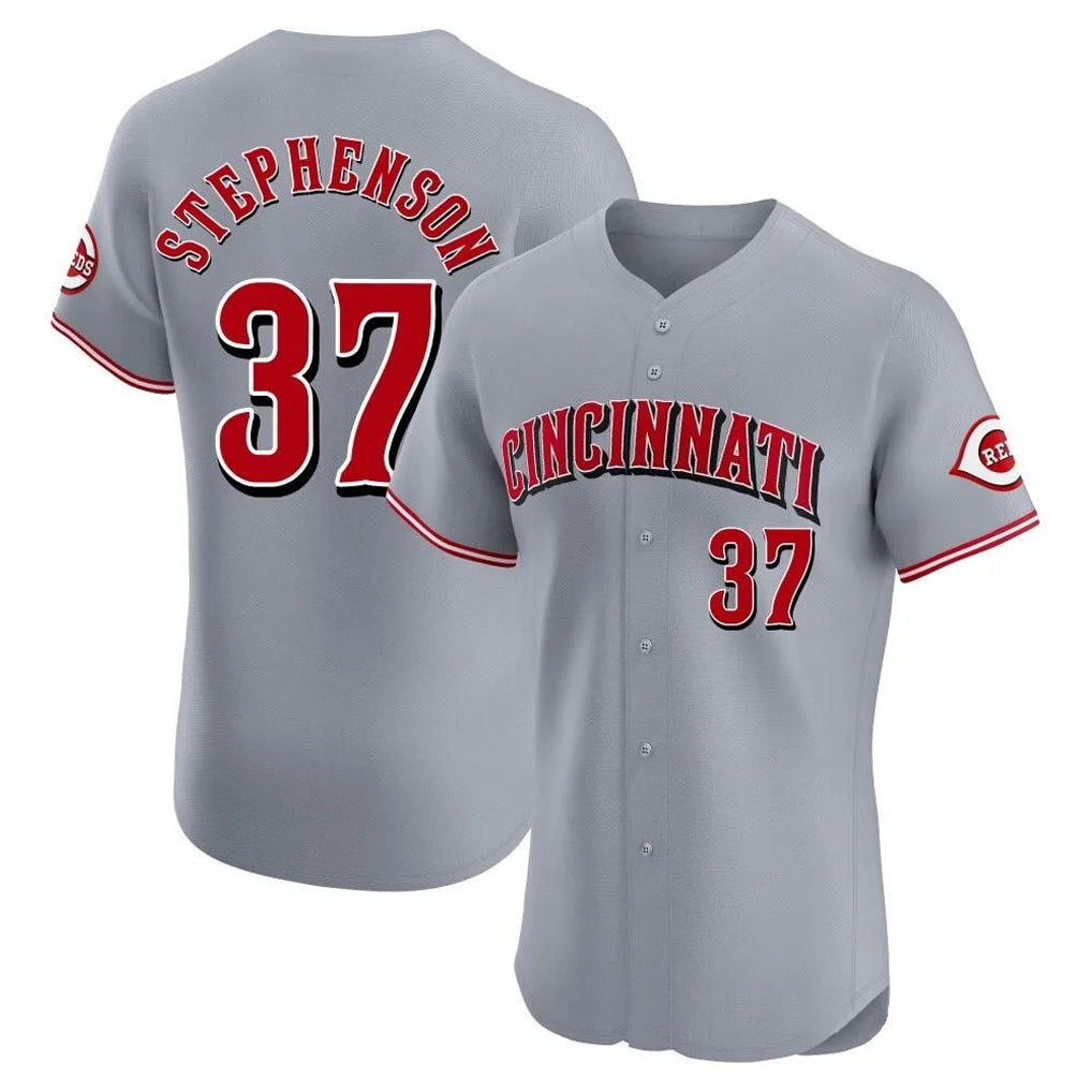C.Reds #37 Tyler Stephenson Player Gray Limited Elite Home Fdoa Stitched Jerseys