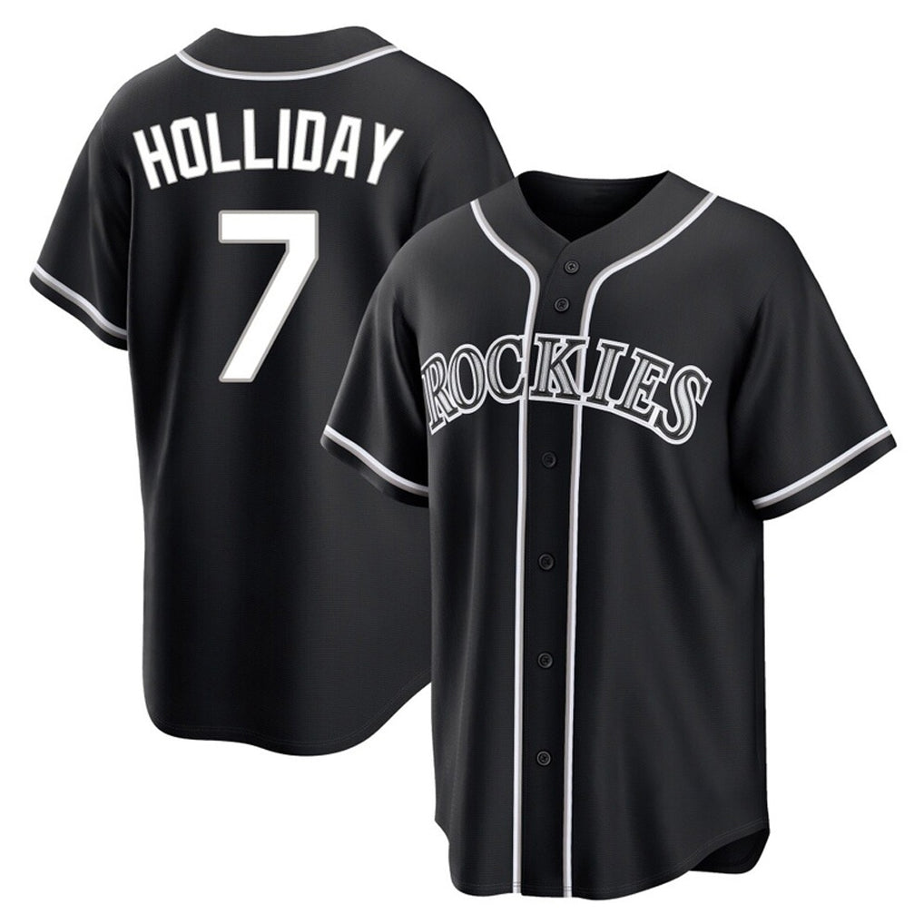 C.Rockies #7 Matt Holliday Player Black Fashion Out Home Game Fdoa Stitched Jerseys