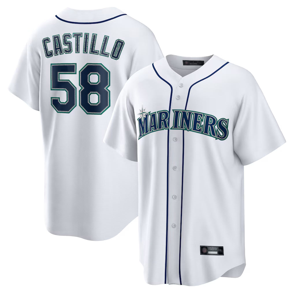 S.Mariners #58 Luis Castillo Player White Home Game Fdoa Stitched Jerseys