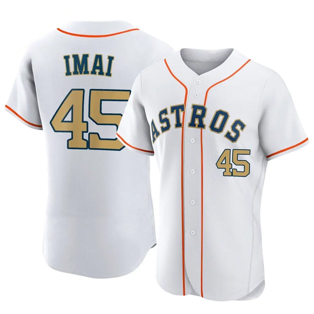 H.Astros #45 Tatsuya Imai Player Gold Collection Limited Elite Home Fdoa Stitched Jerseys