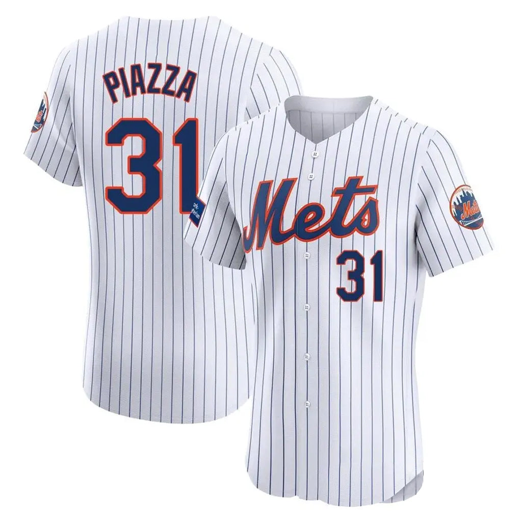 NY.Mets #31 Mike Piazza Player White Home Limited Elite Fdoa Stitched Jerseys