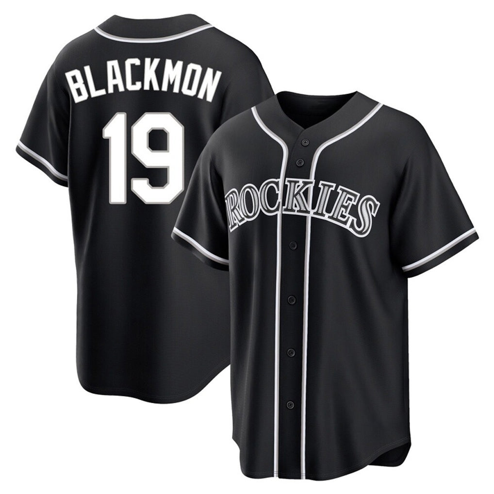 C.Rockies #19 Charlie Blackmon Player Black Fashion Out Home Game Fdoa Stitched Jerseys