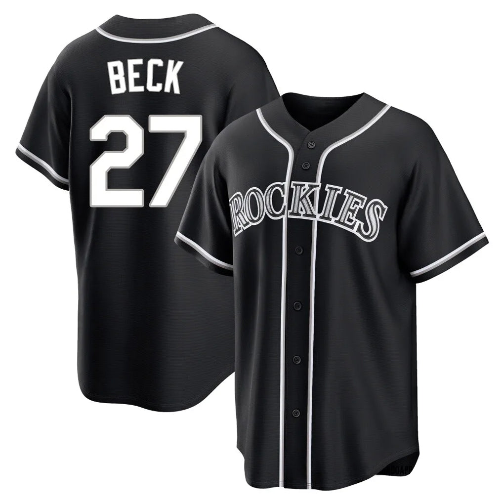 C.Rockies #27 Jordan Beck Player Black Fashion Out Home Game Fdoa Stitched Jerseys