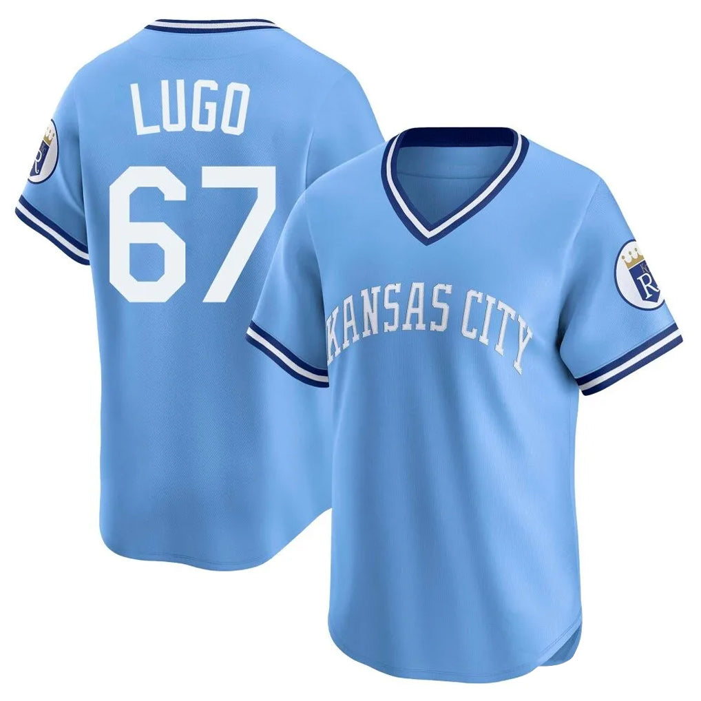 KC.Royals #67 Seth Lugo Player Light Blue Limited Throwback Cooperstown Collection T-shirt Fdoa Stitched Jerseys