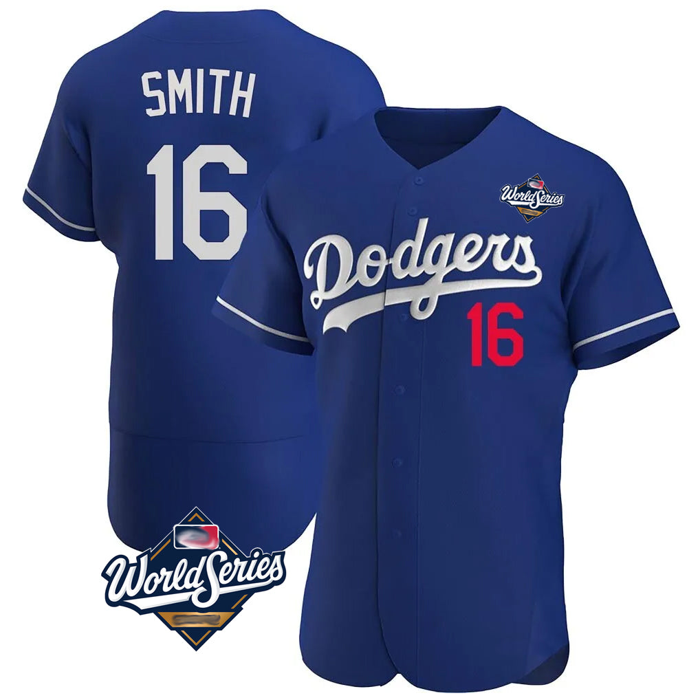 LA.Dodgers #16 Will Smith Player Royal World Series Limited Elite Home Fdoa Stitched Jerseys
