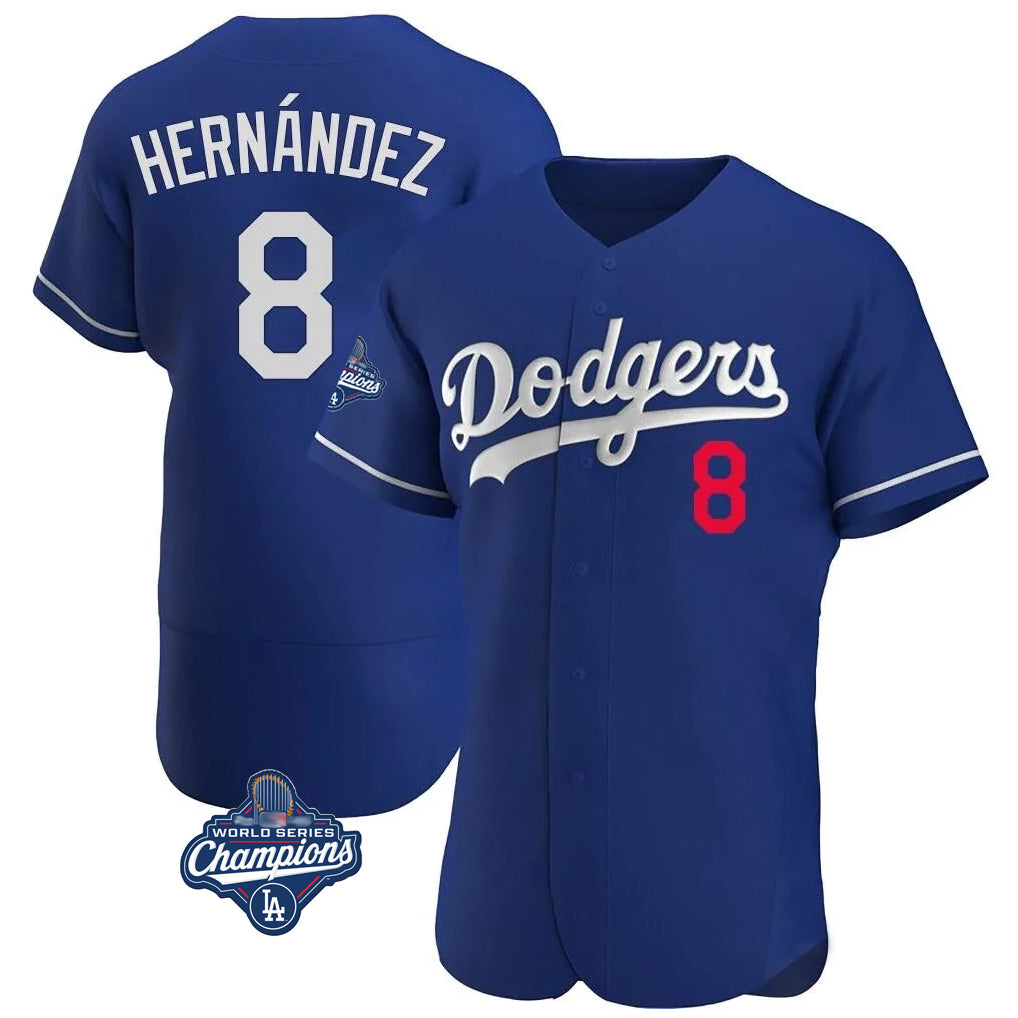 LA.Dodgers #8 Enrique Hern¨¢ndez Player Royal World Series Meet Limited Elite Home Fdoa Stitched Jerseys