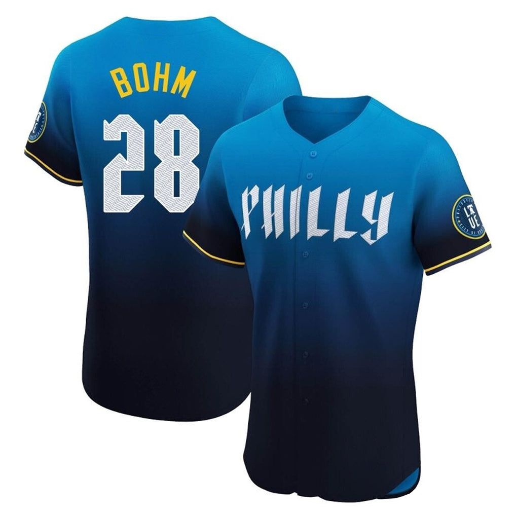 P.Phillies #28 Alec Bohm Player Blue City Connect Home Limited Elite Fdoa Stitched Jerseys