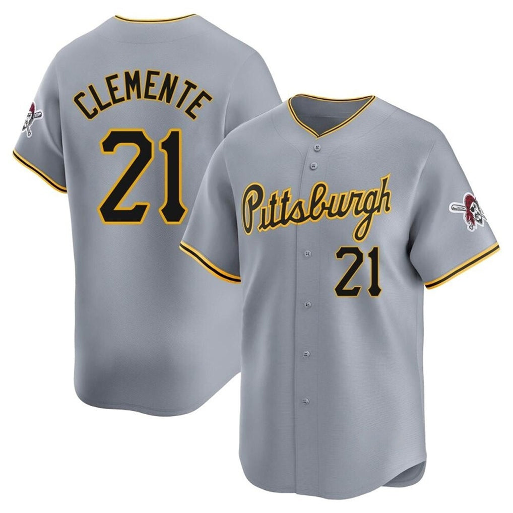 P.Pirates #21 Roberto Clemente Player Gray Road Home Limited Fdoa Stitched Jerseys