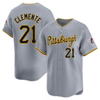 P.Pirates #21 Roberto Clemente Player Gray Road Home Limited Fdoa Stitched Jerseys