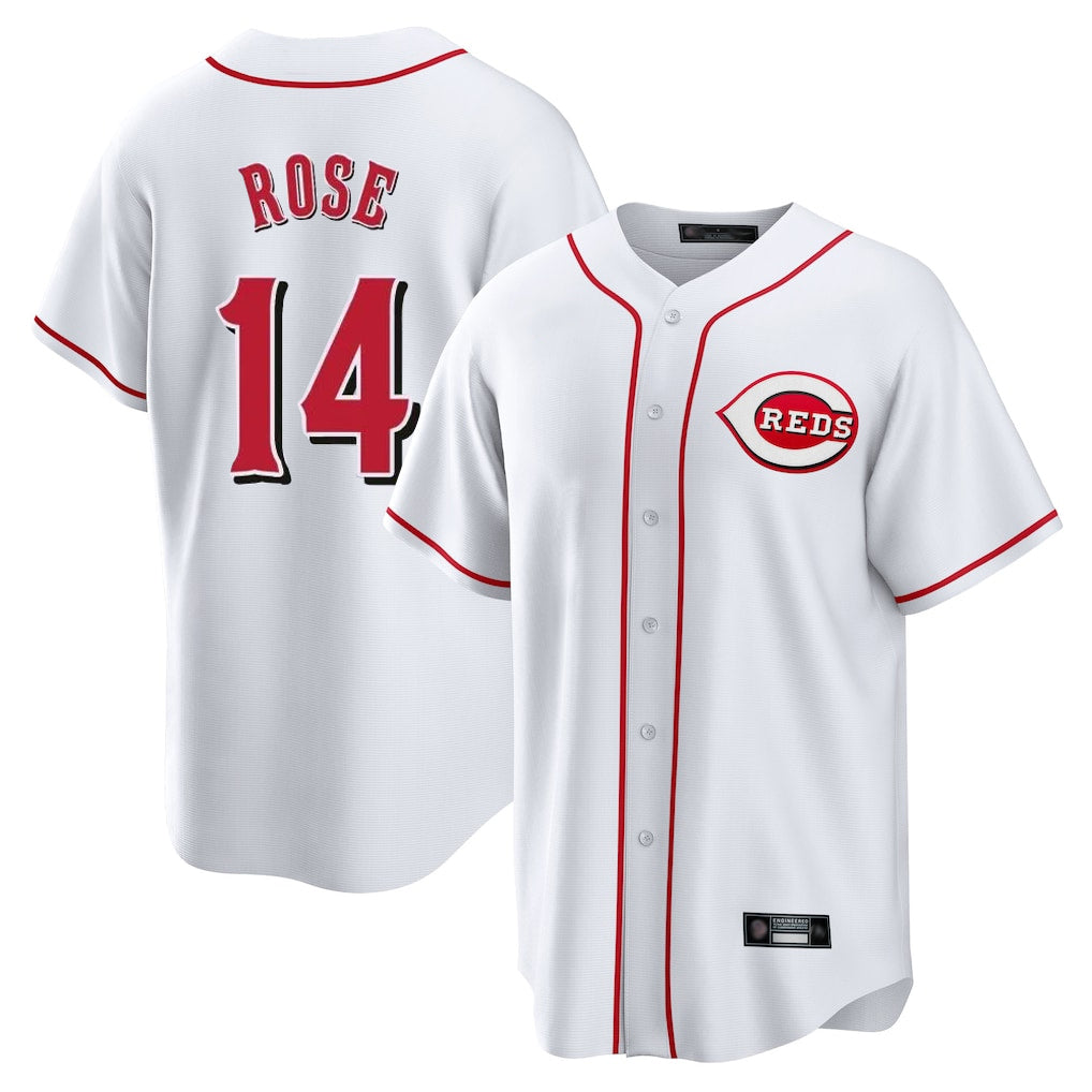 C.Reds #14 Pete Rose Player White Game Home Fdoa Stitched Jerseys
