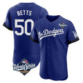 LA.Dodgers #50 Mookie Betts Player Royal World Series City Connect Elite Home Fdoa Stitched Jerseys