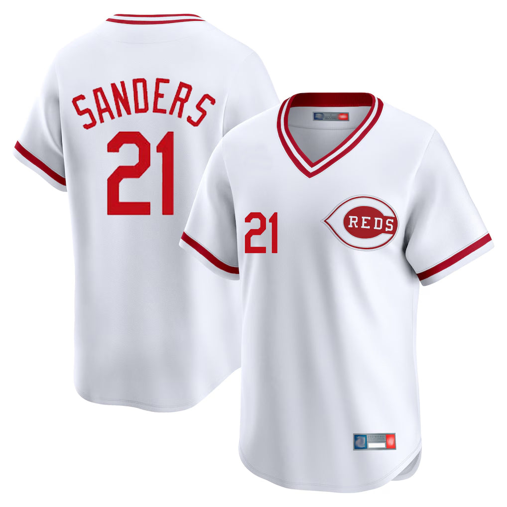 C.Reds #21 Hunter Greene Player White Cooperstown Collection Limited T-shirt Home Fdoa Stitched Jerseys