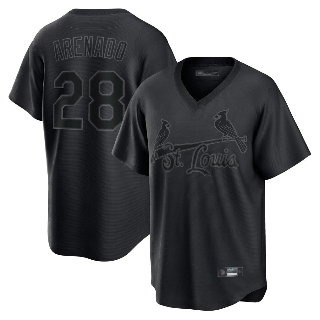 St. Louis Cardinals #28 Nolan Arenado Player Black City Connect T-shirt Fdoa Stitched Jerseys