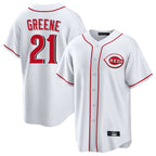 C.Reds #21 Hunter Greene Player White Game Home Fdoa Stitched Jerseys