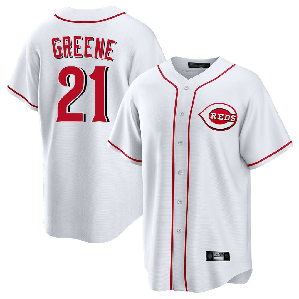 C.Reds #21 Hunter Greene Player White Game Home Fdoa Stitched Jerseys
