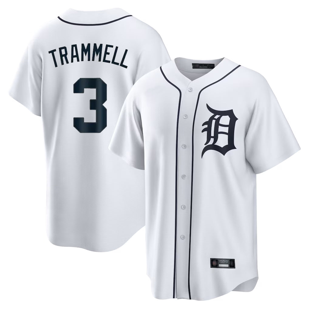D.Tigers #3 Alan Trammell Player White Home Game Fdoa Stitched Jerseys