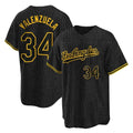 LA.Dodgers #34 Fernando Valenzuela Player Black Snake Skin City Game Home Fdoa Stitched Jerseys