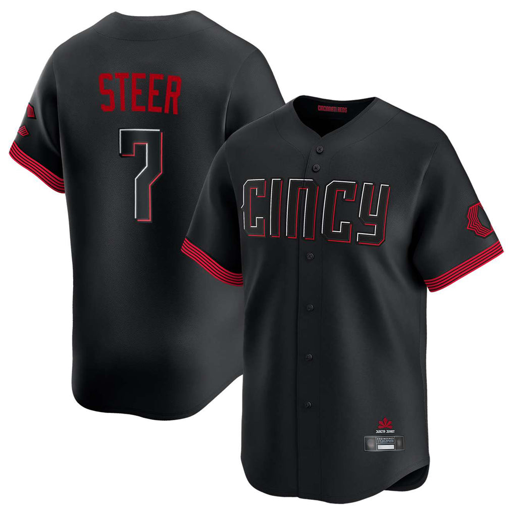 C.Reds #7 Spencer Steer Player Black City Connect Home Limited Fdoa Stitched Jerseys