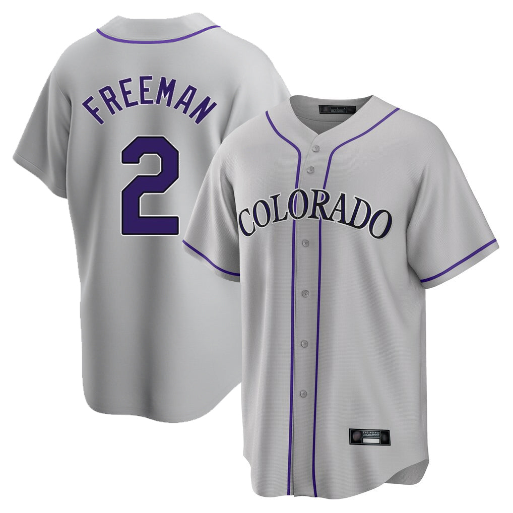 C.Rockies #2 Tyler Freeman Player Gray Game Home Fdoa Stitched Jerseys