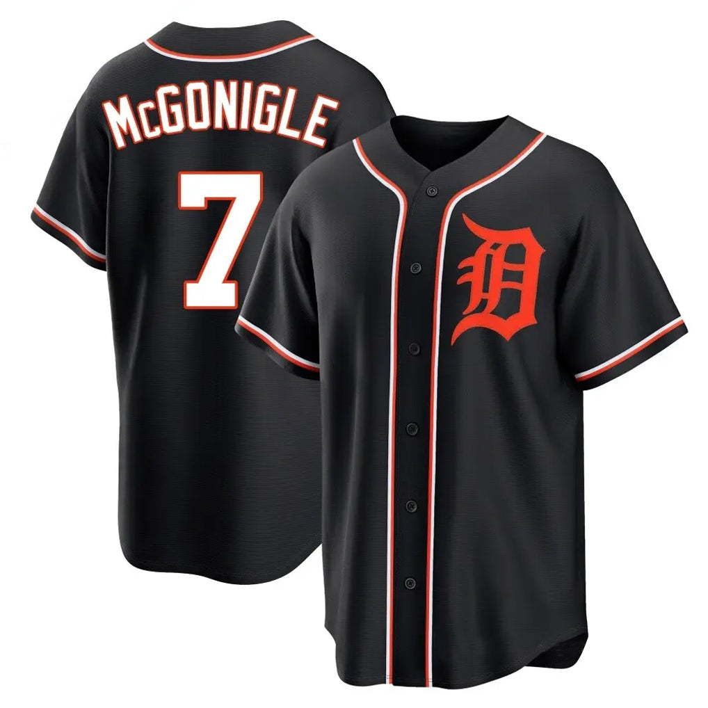 D.Tigers #7 Kevin McGonigle Player Black Fashion Out Home Game Fdoa Stitched Jerseys
