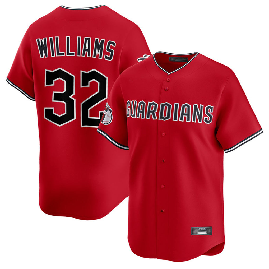 C.Guardians #32 Gavin Williams Player Red Limited Home Fdoa Stitched Jerseys