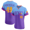 C.Rockies #49 Antonio Senzatela Player Purple-Light Blue City Connect Limited Elite Home T-shirt Fdoa Stitched Jerseys