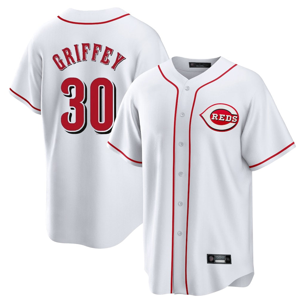 C.Reds #30 Ken Griffey Player White Game Home Fdoa Stitched Jerseys