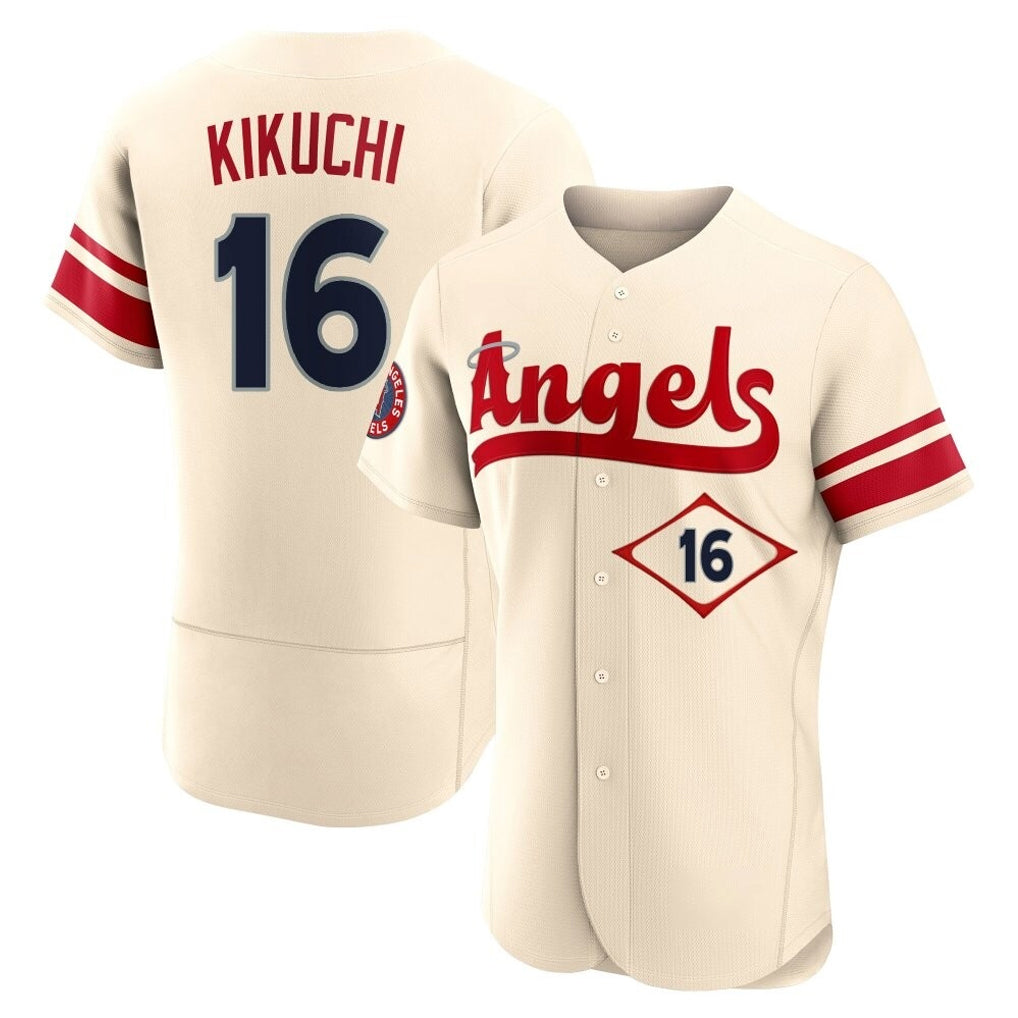 LA.Angels #16 Yusei Kikuchi Player Cream City Connect Limited ELite Home Fdoa Stitched Jerseys