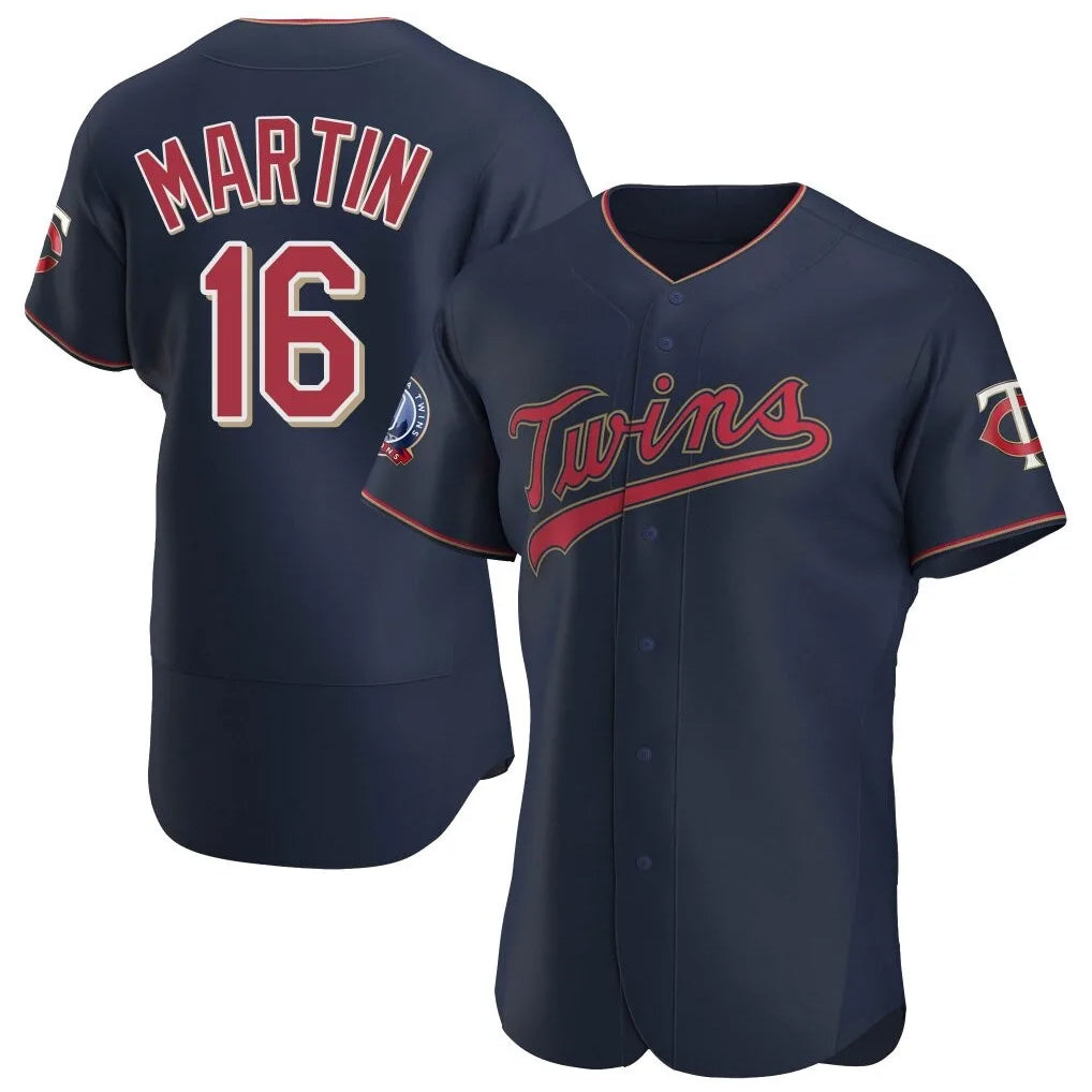 M.Twins #16 Austin Martin Player Navy 60th Home Limited Elite Fdoa Stitched Jerseys