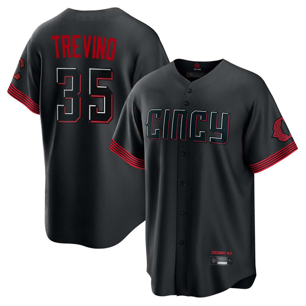C.Reds #35 Jose Trevino Player Black City Connect Home Game Fdoa Stitched Jerseys
