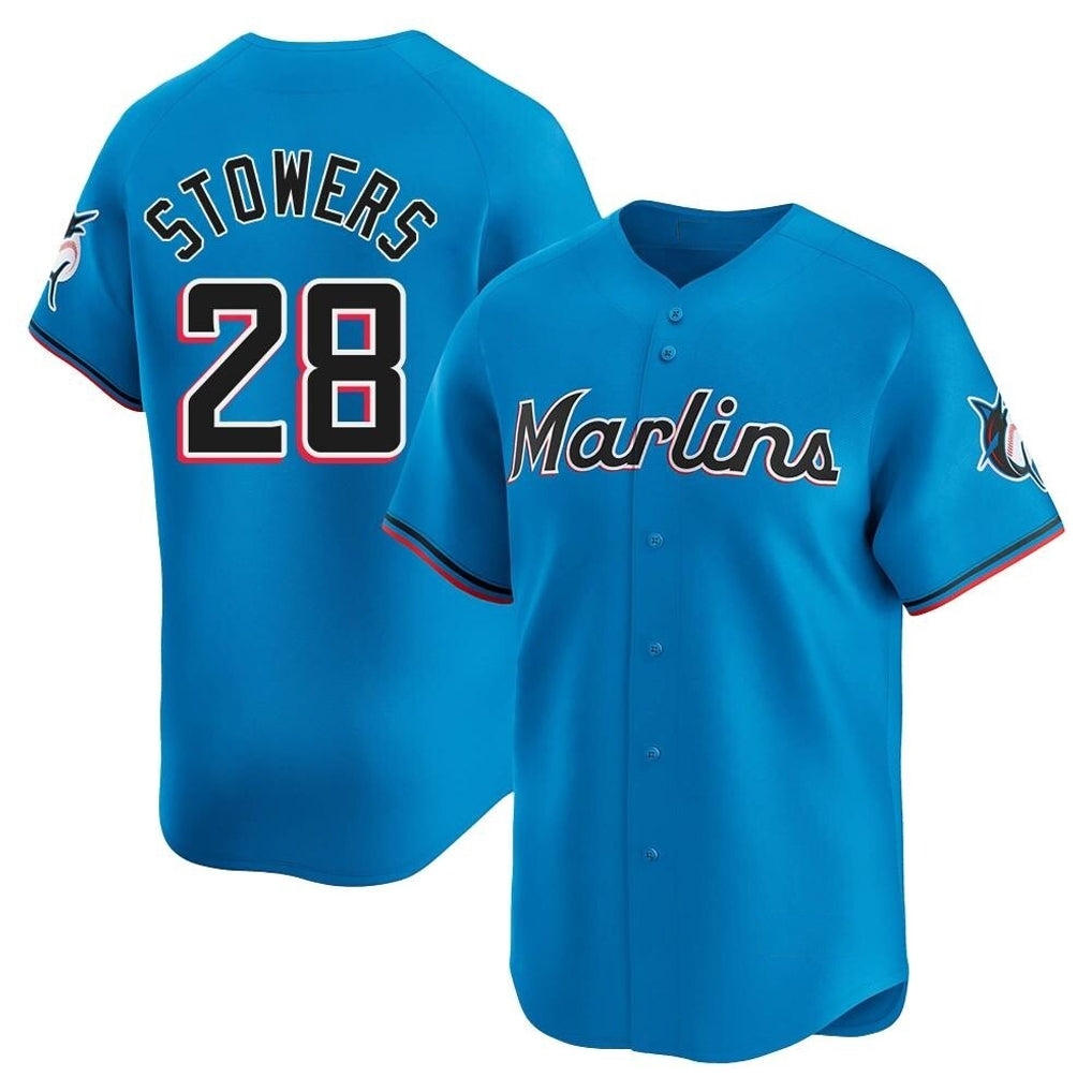 M.Marlins #28 Kyle Stowers Player Blue Home Limited Fdoa Stitched Jerseys