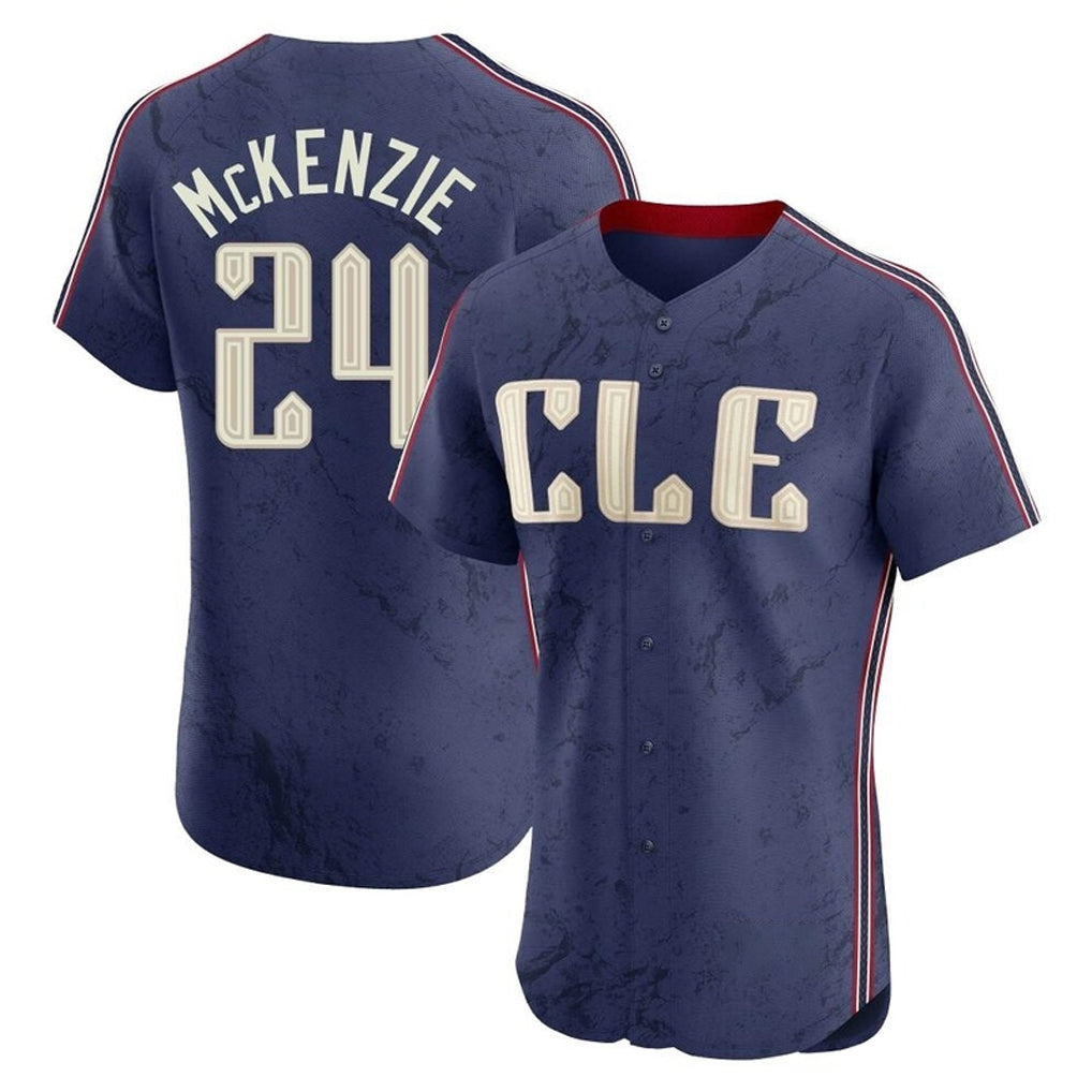 C.Guardians #24 Triston McKenzie Player Navy City Connect Limited Elite Home Fdoa Stitched Jerseys