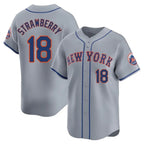 NY.Mets #18 Darryl Strawberry Player Gray Road Limited Home Fdoa Stitched Jerseys