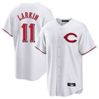 C.Reds #11 Barry Larkin Player White Home Game Fdoa Stitched Jerseys