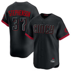 C.Reds #37 Tyler Stephenson Player Black City Connect Home Limited Fdoa Stitched Jerseys