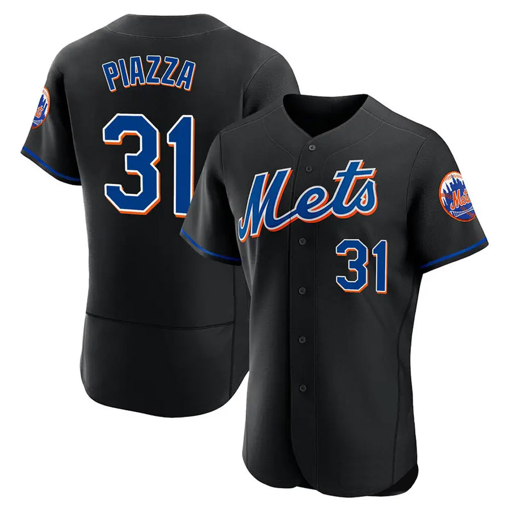 NY.Mets #31 Mike Piazza Player Black Replica Home Limited Elite Fdoa Stitched Jerseys