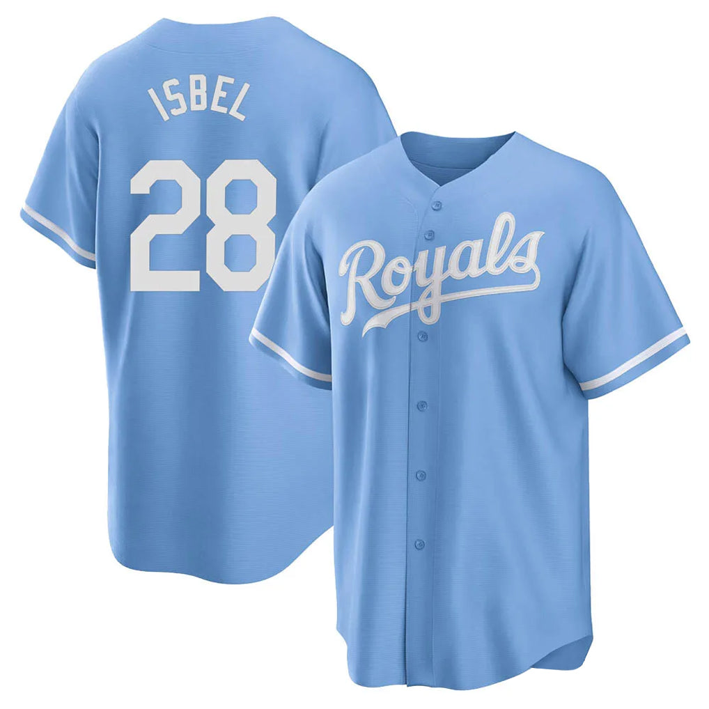 KC.Royals #28 Kyle Isbel Player Light Blue Home Game Fdoa Stitched Jerseys
