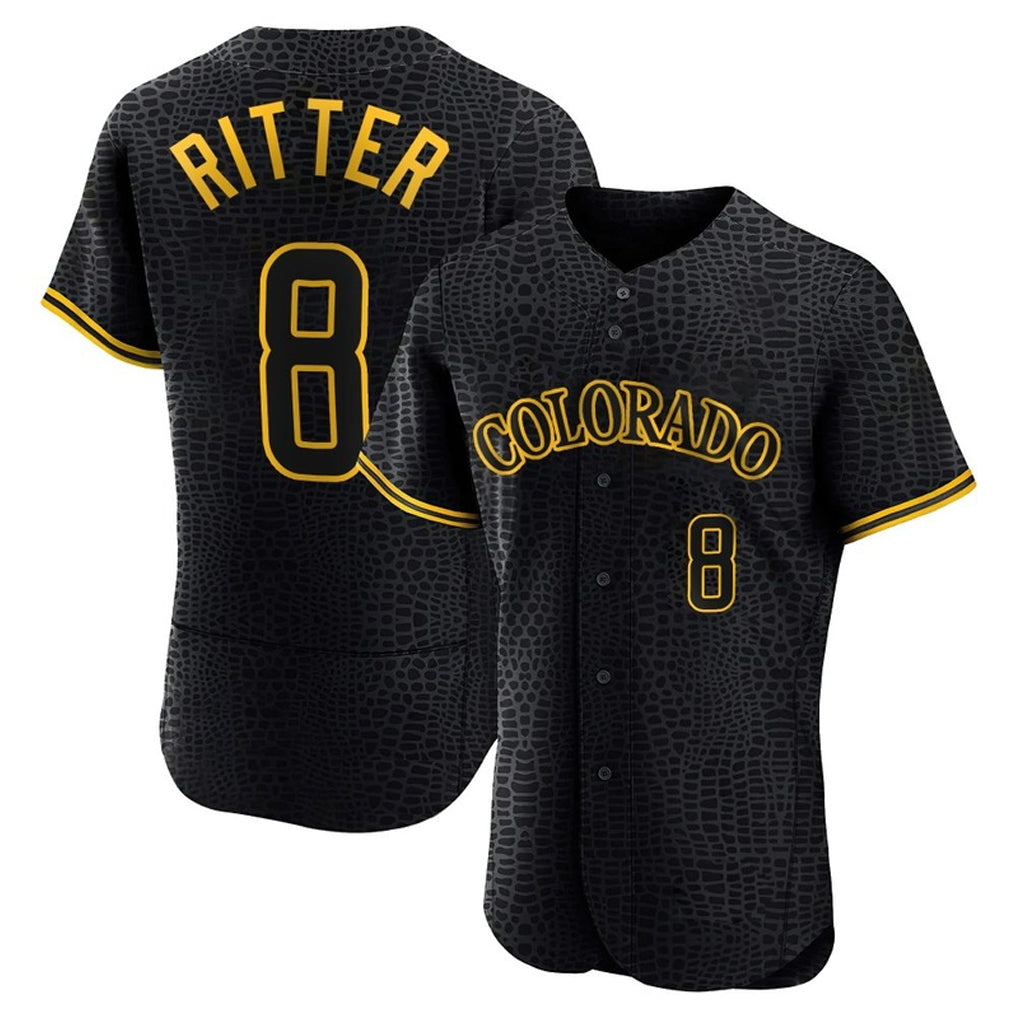 C.Rockies #8 Ryan Ritter Player Black Snake Skin City Limited Elite Home Fdoa Stitched Jerseys