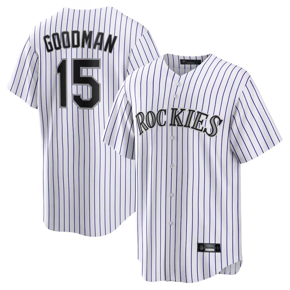 C.Rockies #15 Hunter Goodman Player White Game Home Fdoa Stitched Jerseys