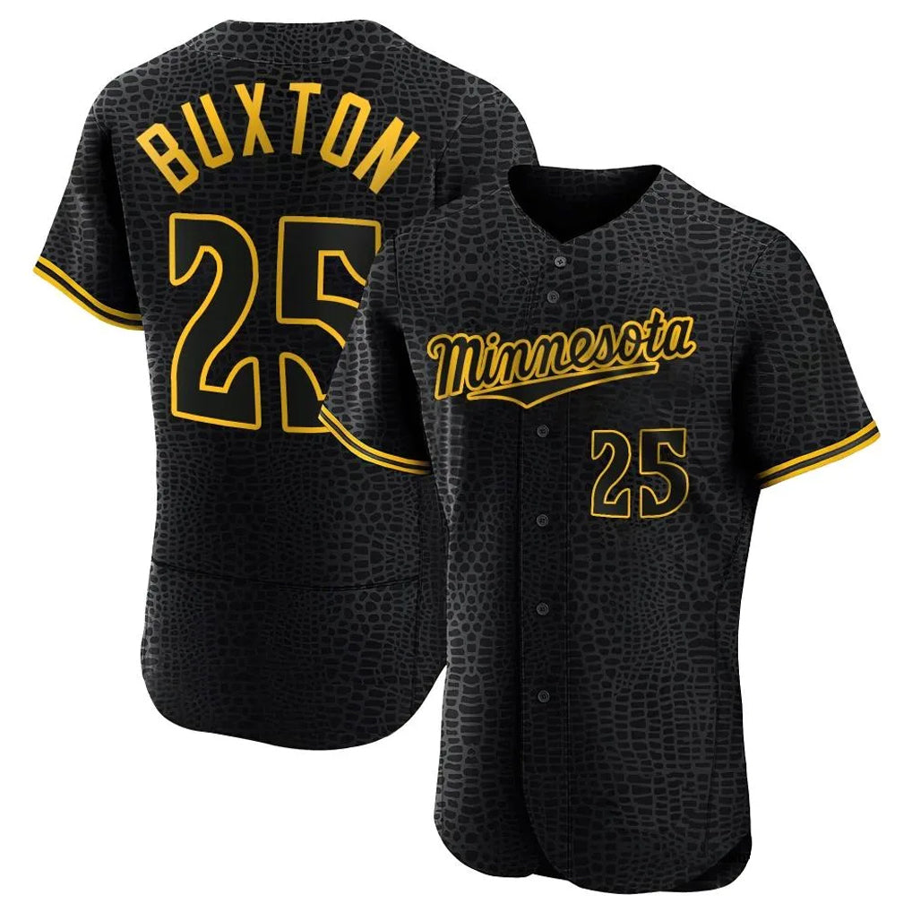 M.Twins #25 Byron Buxton Player Black Snake Skin City Home Limited Elite Fdoa Stitched Jerseys