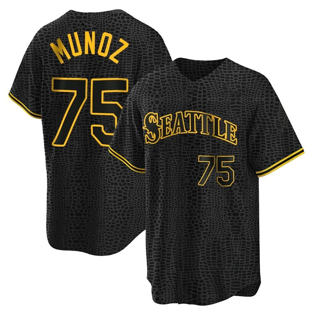 S.Mariners #75 Andres Munoz Player Black Snake Skin City Home Limited Fdoa Stitched Jerseys
