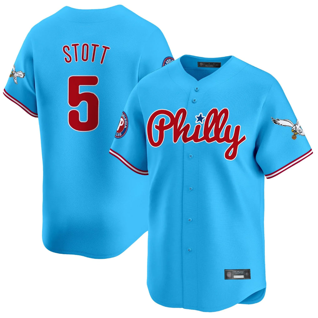 P.Phillies #5 Bryson Stott Player Light Blue Phillies & Eagles Vapor Premier Limited Fdoa Stitched Jerseys