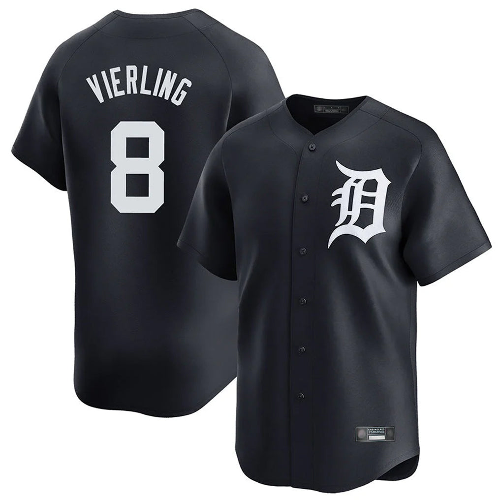 D.Tigers #8 Matt Vierling Player Navy Home Limited Game Fdoa Stitched Jerseys