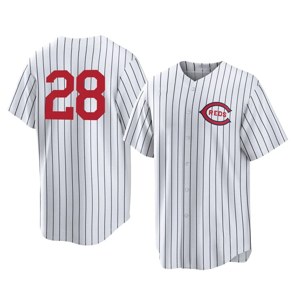 C.Reds #28 Eugenio Su¨¢rez Player White Stripe Field of Dreams Game Home Fdoa Stitched Jerseys