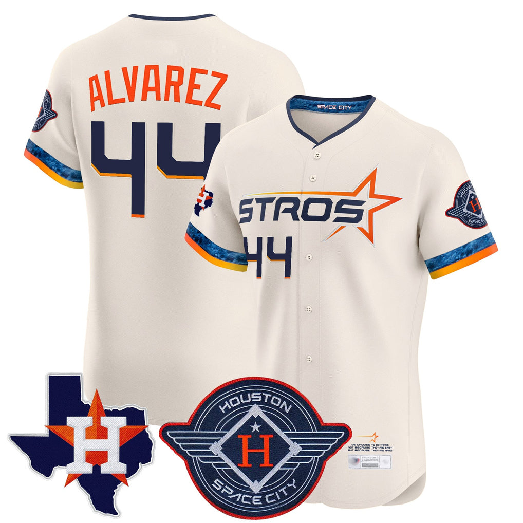 H.Astros #44 Yordan Alvarez Player Cream City Connect Texas Patch Vapor Premier Limited Elite Home Fdoa Stitched Jerseys