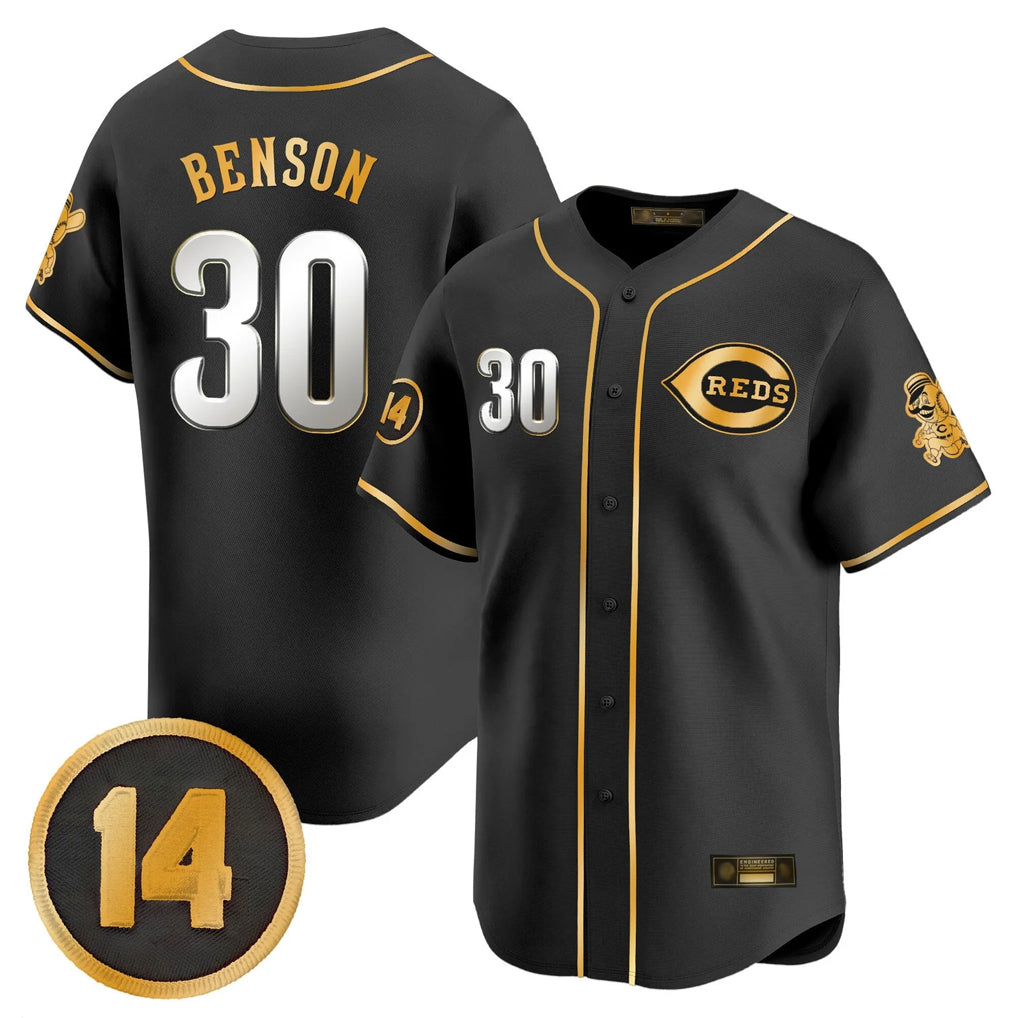 C.Reds #30 Ken Griffey Player Black-Gold Vapor Premier Limited Home Fdoa Stitched Jerseys