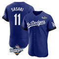 LA.Dodgers #11 Roki Sasaki Player Royal World Series City Connect Elite Home Fdoa Stitched Jerseys