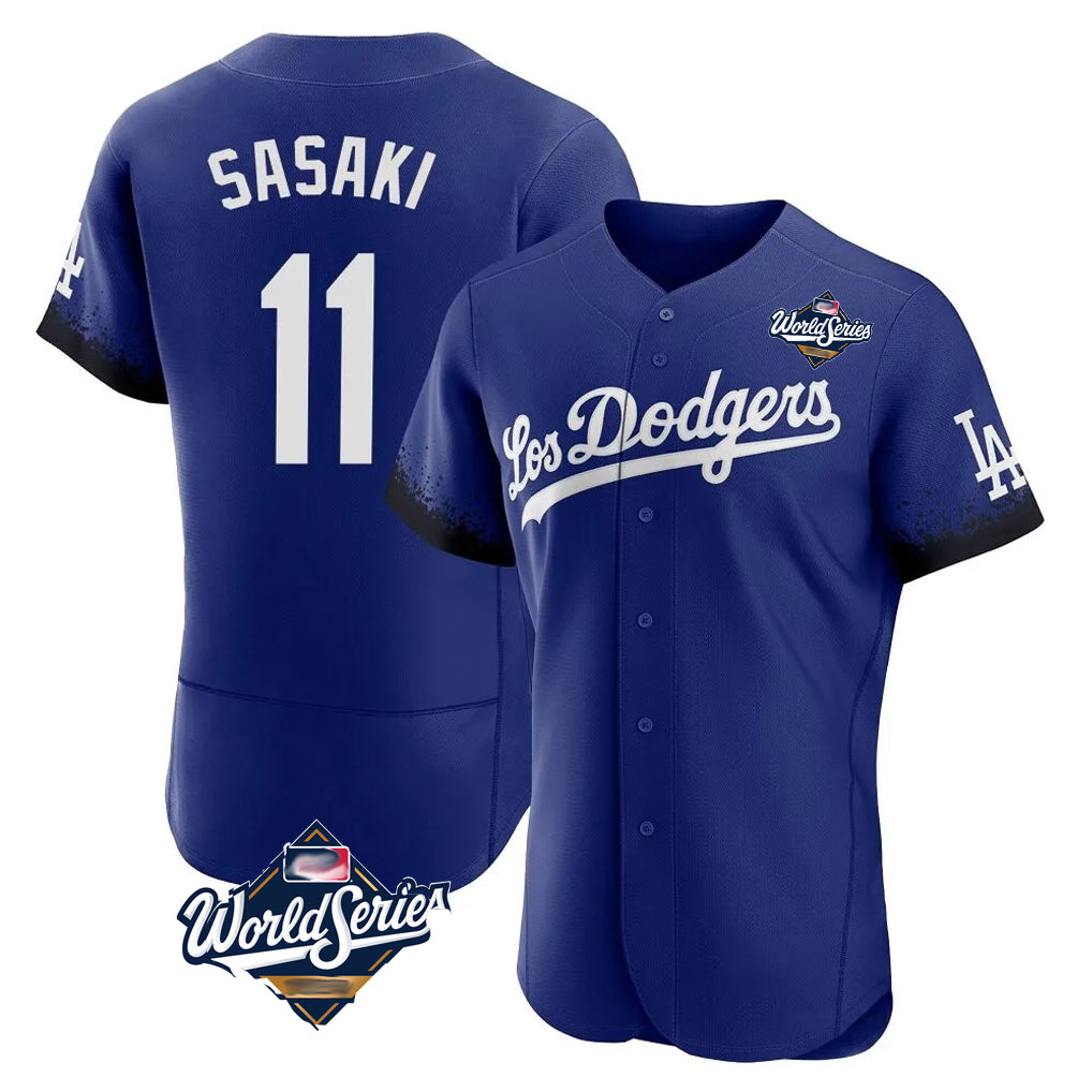 LA.Dodgers #11 Roki Sasaki Player Royal World Series City Connect Elite Home Fdoa Stitched Jerseys