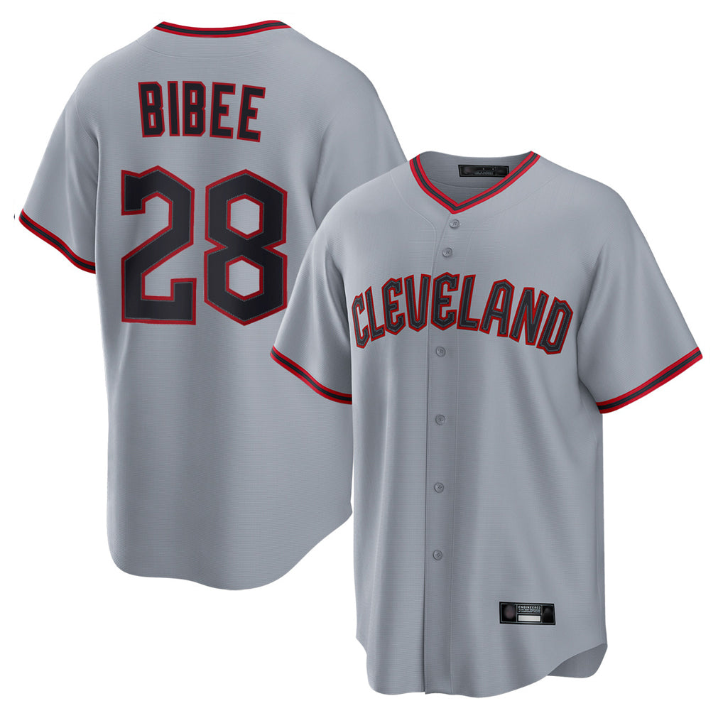 C.Guardians #28 Tanner Bibee Player Gray Home Game Fdoa Stitched Jerseys